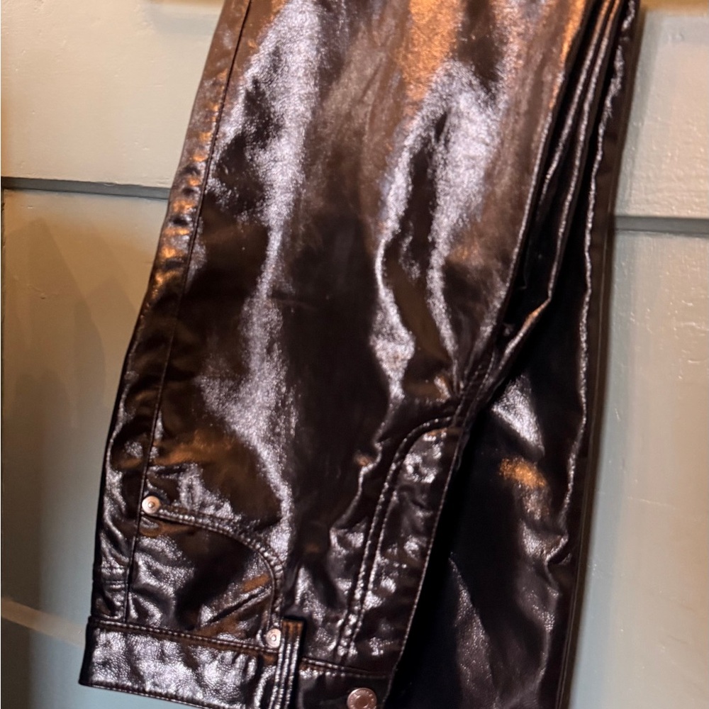 Black Shiny Faux Leather Pants